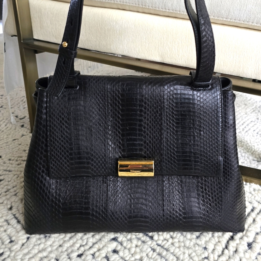 Salvatore Ferragamo Authentic Black Python Bag - image 1